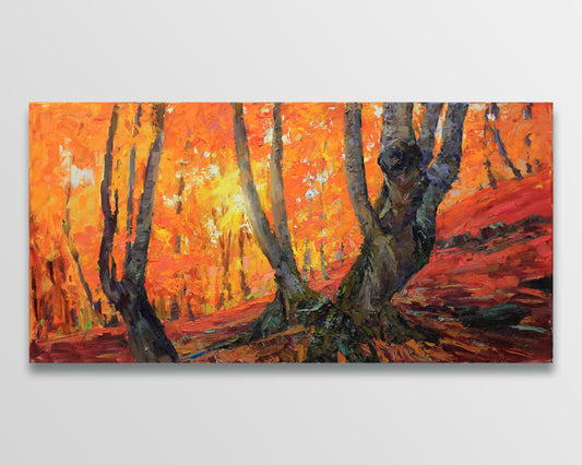 Forest Landscape Oil on canvas Original Oil Painting Impressionist art Handmade Wall Art Summer Forest landscape art original forest art